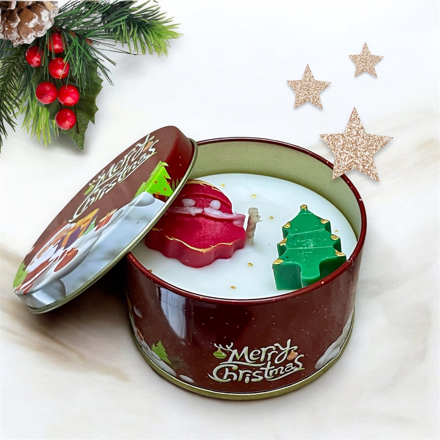 Christmas Candle - Tin Jar - Santa Claus