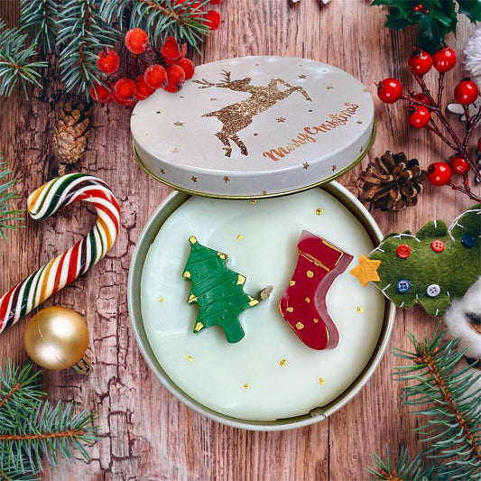Christmas Candle - Tin Jar - Reindeer