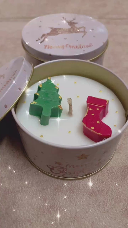 Christmas Candle - Tin Jar - Reindeer